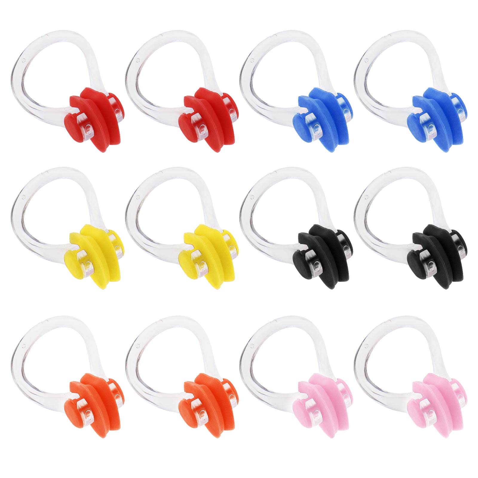 ECSiNG 12Pcs Swimming Nose Clips for Diving Swimming Training Surfing Beginner Children Adult Soft Silicone Comfortable Multicolor Waterproof Sports Accessories