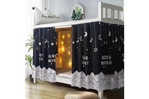 SIQITECHNO 2 Pieces Upper/Bottom Bunk Bed Curtains Dorm Home Blackout Privacy Bed Cloth Curtain Shading Breathable Dustproof Bed Canopy with Rope and Buckles for Kids Teen Loft Bed Single Sleeper