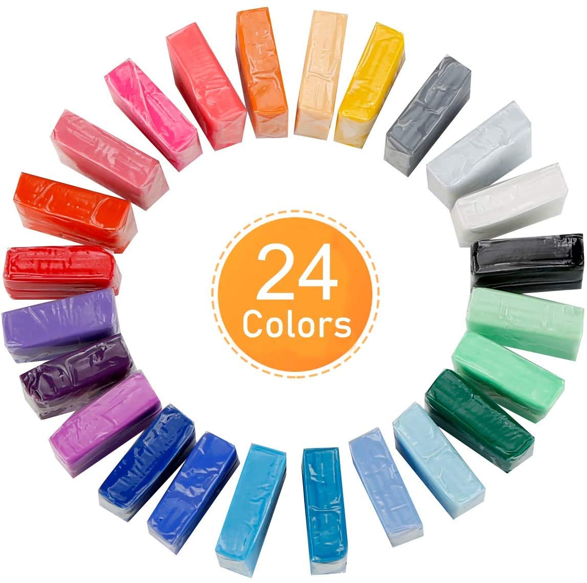 CiaraQ 24 Color Oven Bake Polymer Clay Set, Non-Toxic, Multi-Colored, 0.85lb, Modeling Clay, Perfect for Kids