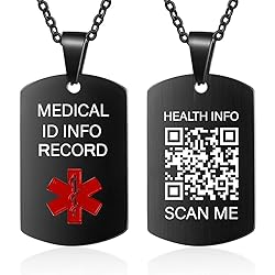 Theluckytag Medical Alert Necklace for Men Women