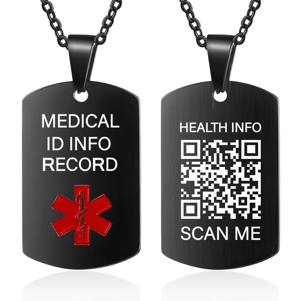 Theluckytag Medical Alert Necklace for Men Women