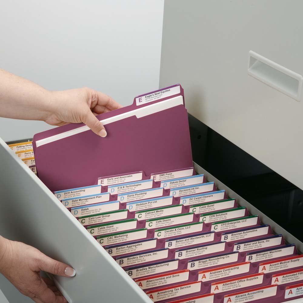 Smead File Folder, 1/3-Cut Tab, Letter Size, Maroon, 100 per Box (13093) : Colored File Folders : Office Products