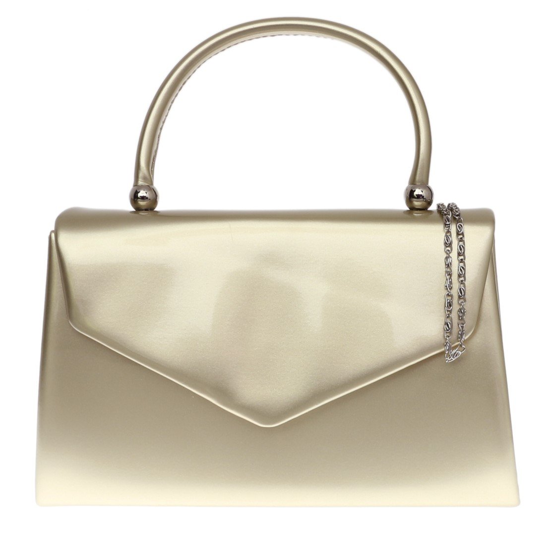 Girly Handbags Women's Patent Clutch Bag Elegant Small Hard Case Evening Handbag for Weddings, Parties, and Events Medium Gold