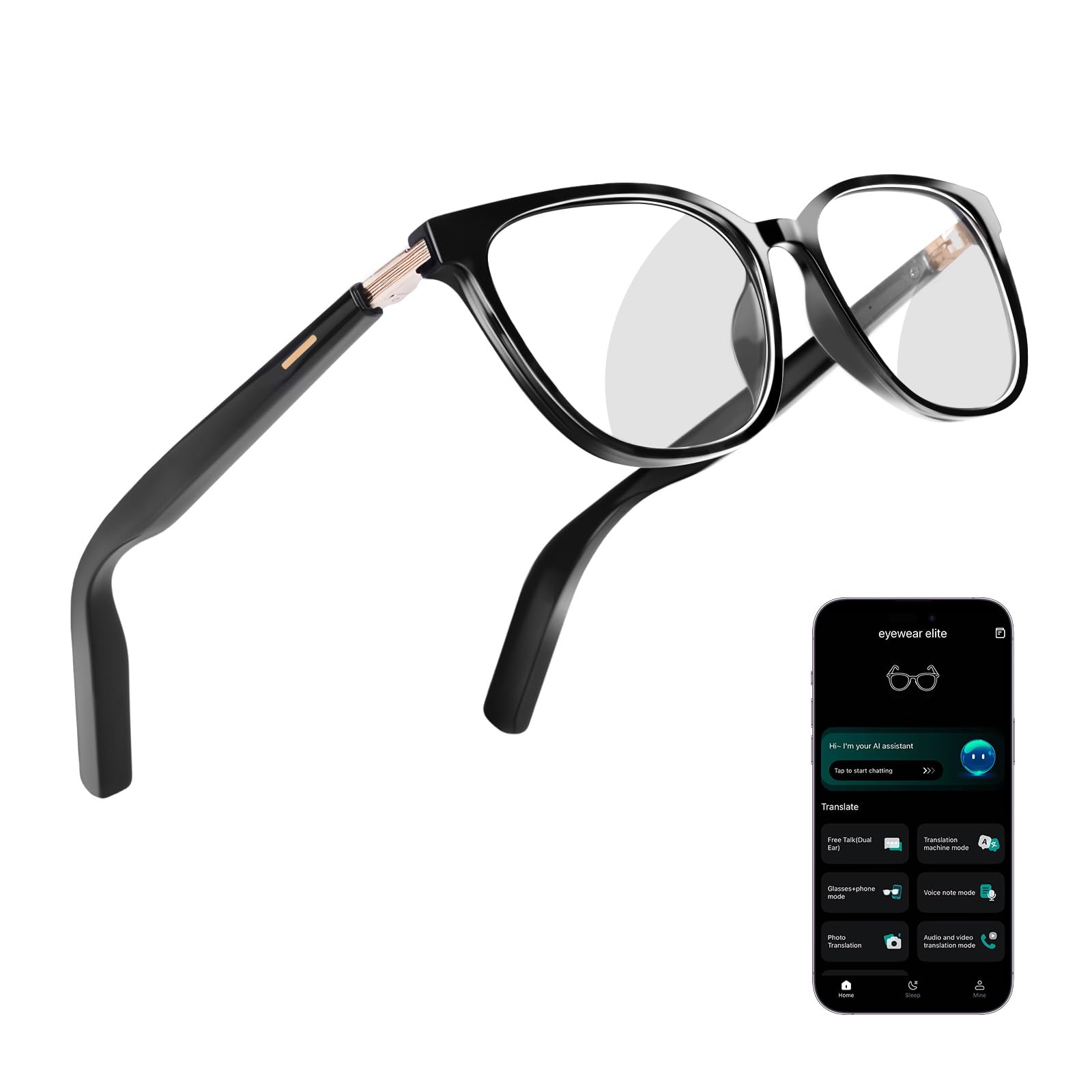 Photo 1 of KWENRUN AI Smart Glasses for Men & Women – Powered by ChatGPT, Real-Time Translation, Bluetooth Glasses with Photochromic Lens, Music & Hands-Free Calling, UV & Blue Light Protection, Thin Temples