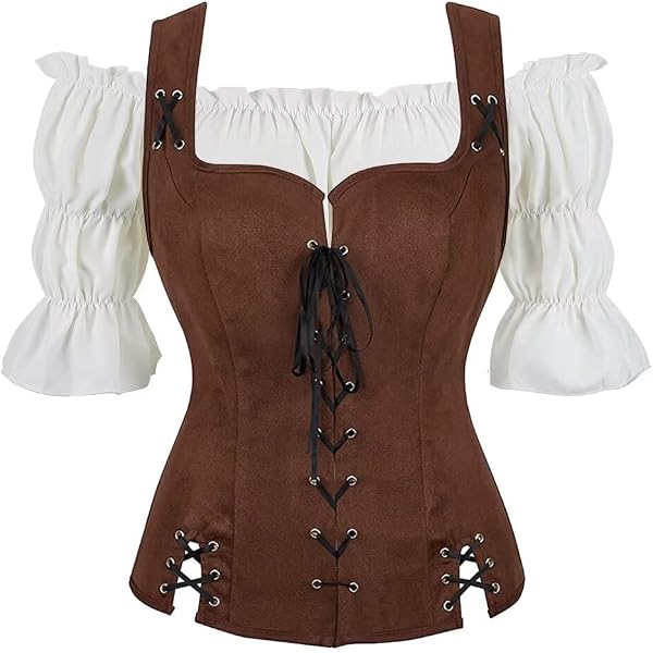 Haut Pirate Renaissance Femme - Épaules Dénudées, Manches Courtes, Style Médiéval (polyester)