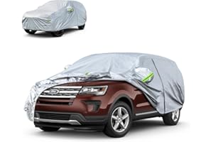 Koukou SUV Car Cover 100% Waterproof All Weather for Automobiles with Zipper Door,Universal Fit Ford Explorer,Jeep Grand Cherokee, Bmw X5, Highlander, Etc.(190 to 201 inches)