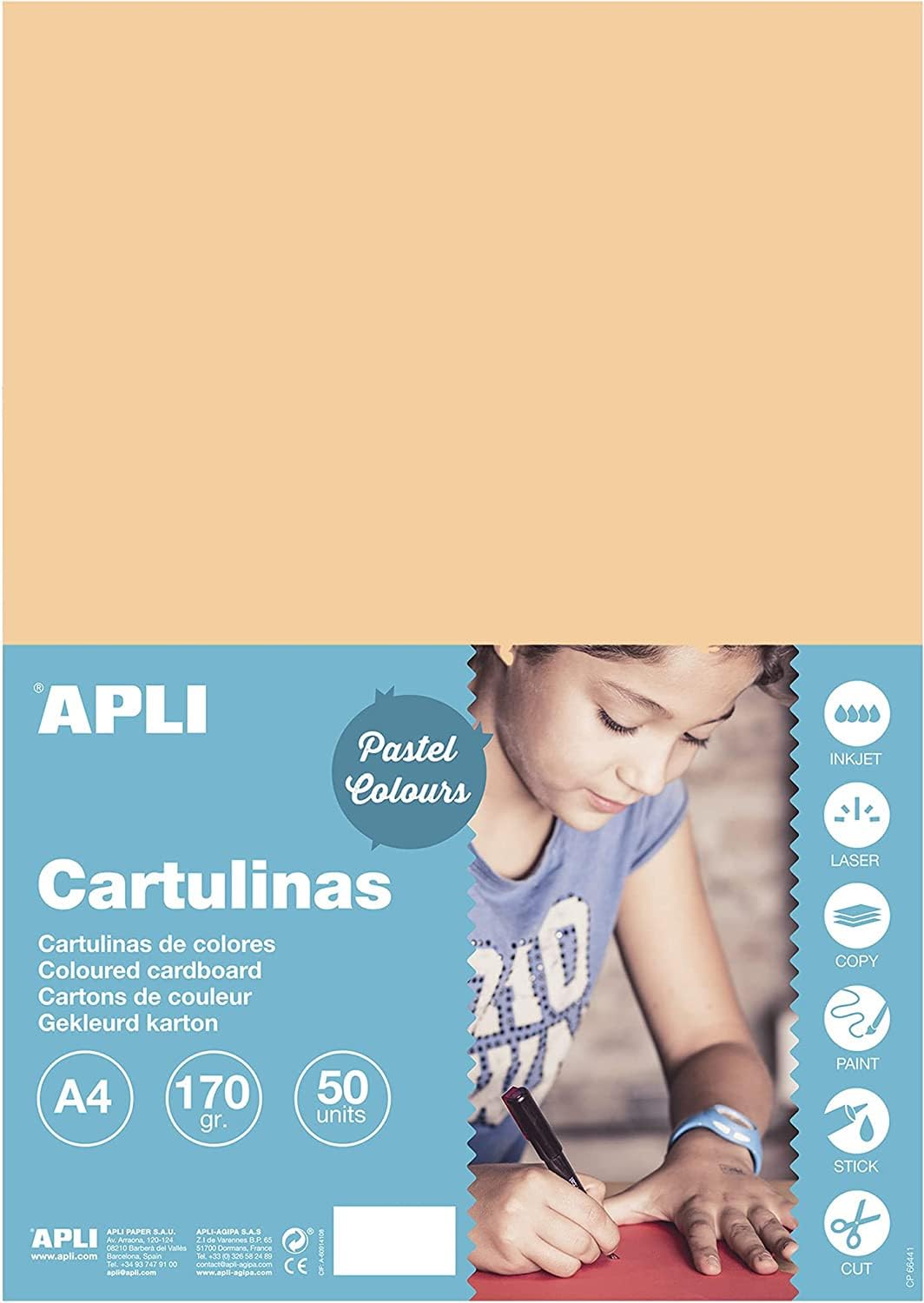 APLI 16500 – Salmon Card A4 170 g 50 Sheets