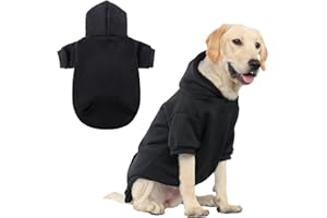 SCENEREAL Dog Hoodie Sweaters for Small Medium Large Size Dogs, Fleece Pet Sweatshirt with Hat and Pocket,Soft Cold Winter All Weather Puppy Clothes for S to XL Sized Dogs,Black (L)