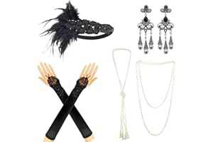 IETANG 1920s Accessories Themed Costume Mardi Gras Party Prop additions to Flapper Dress