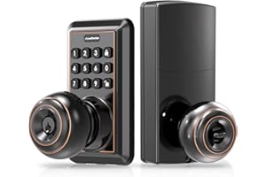 Door Knob with Keypad, Door Lock with Code, Keyless Door Knob, Auto Lock,50 User Code,Waterproof, Easy to Install and Program for Bedroom Garage Office Gate - Oil Rubbed Bronze -ApeStellar