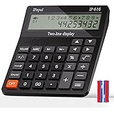 Calculators Desktop,Ipepul Talking Calculator with 2-line 12-Digits Large LCD Display and Large Button,4 Function Calculator for Business,Office,Store,School (Black)