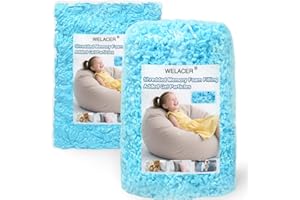 Welacer Shredded Memory Foam Filling 10lbs for Bean Bag Filler, Pillow Stuffing Cushion Arts Crafts Refill, Added Gel Particles, Premium Soft and Great for Stuffing, Shape(Blue)