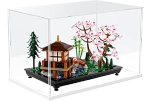 Choowin Acrylic Display Case for Lego 10315 10308 10317 Thickened Clear Acrylic Display Case for Collectibles Display Case for Action Figure Model Toy Assemble Dustproof Display Box(White Base)