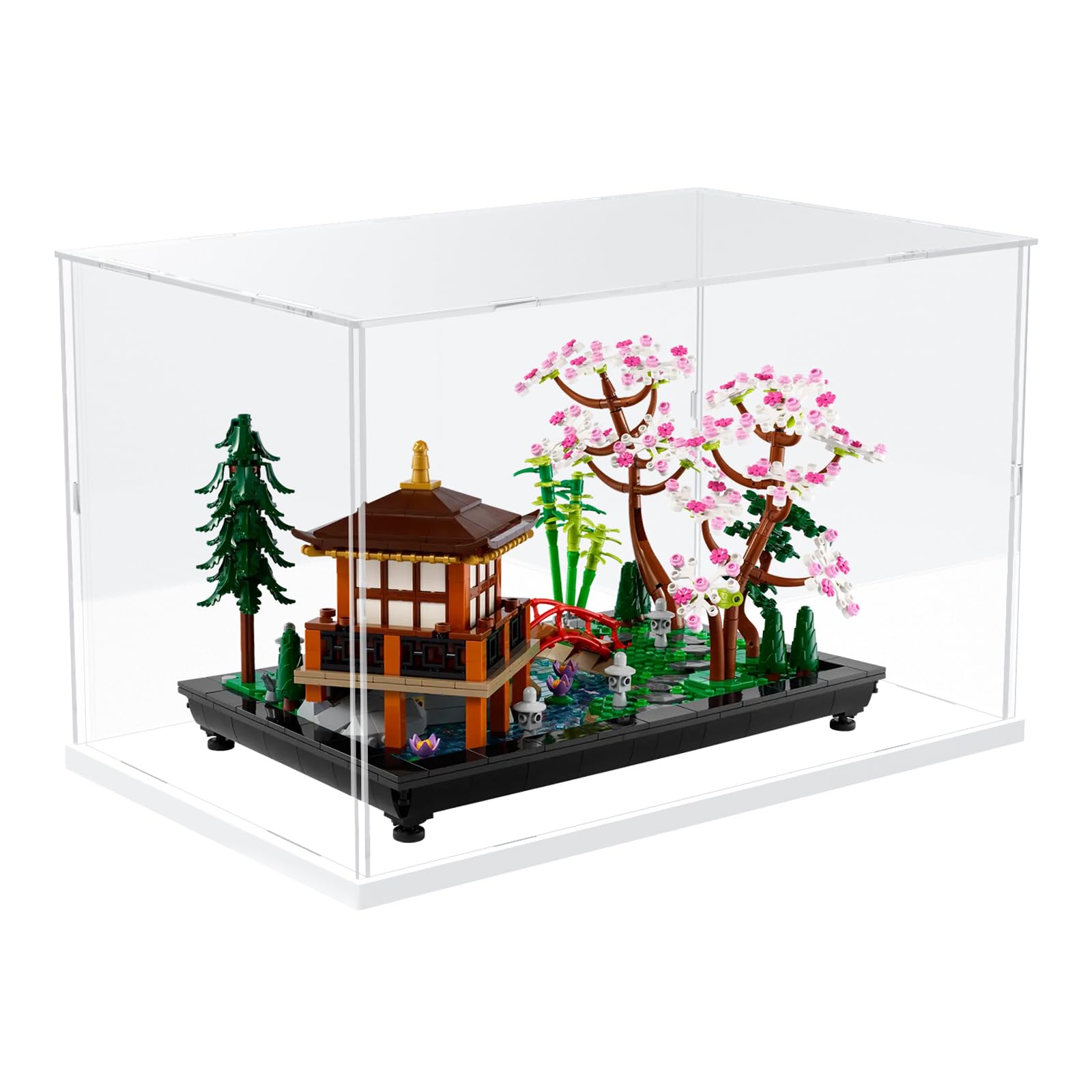 Nynelly Acrylic Display Case for Lego Tranquil Garden 10315 for Lego Ducati 42107 Vespa 10298 Models Figures - Assemble Dustproof Thickened Clear Display Box Cabinet (White, 40x25x25 cm) — image 1