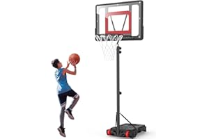 Portable Basketball Hoop for Kids Ages 4-8 | 5-7ft Adjustable Height Indoor & Outdoor Kids Basketball Goal Set for Backyard, 