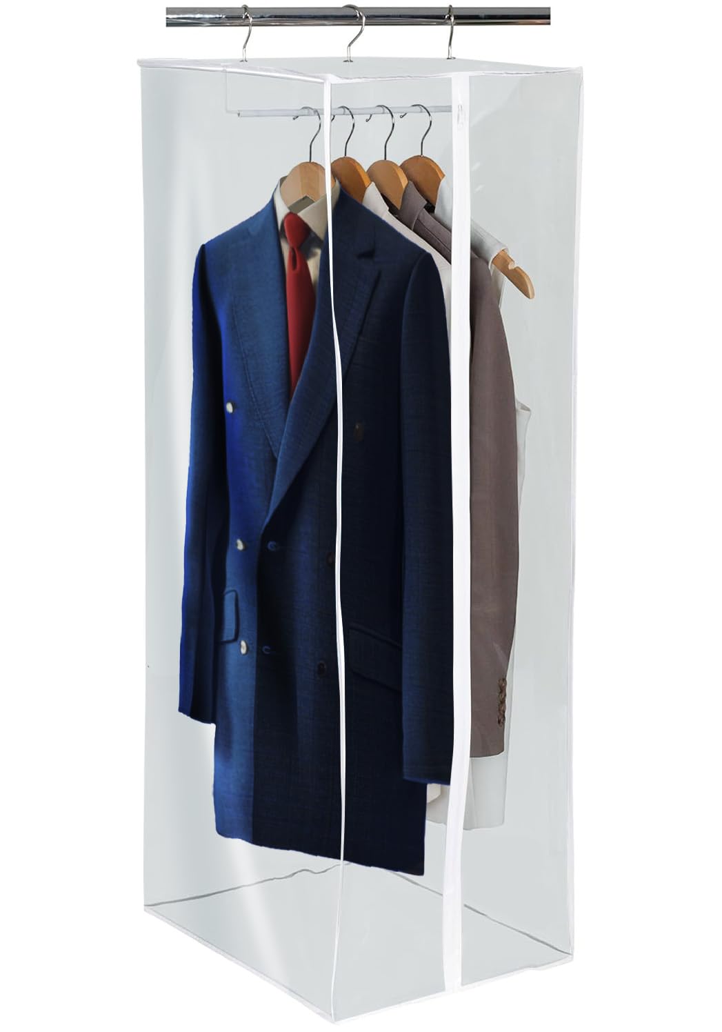 Photo 1 of Garment Bag - Clear Hanging Closet Organizer - Durable Zippered Cover with Rod Protects Dresses, Suits, and Jackets from Dust and Moist- Top Metal Frame to Keep All Your Stuff in Shape- 54" x 20" x 15