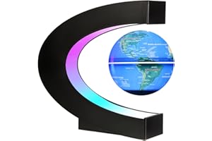 Gresus Upgraded Magnetic Levitation Floating Globe with C Shape Base, Floating World Map Globe with LED Lights, Great Fathers Students Business Boyfriend Birthday Gift for Home Desk Decoration (Globe will light up)