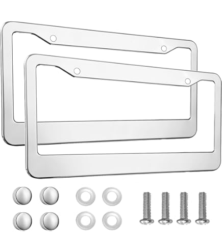 Amazon.com: 2 Pack Silver License Plate Frames, 2 Holes Rust-Proof