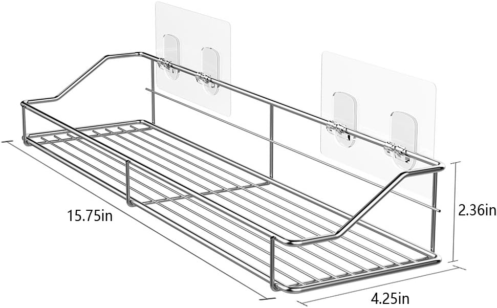Orimade Bathroom Shelf Organizer Storage Kitchen Rack with Traceless Transparent Adhesive No Drilling SUS304 Stainless Steel - - 
