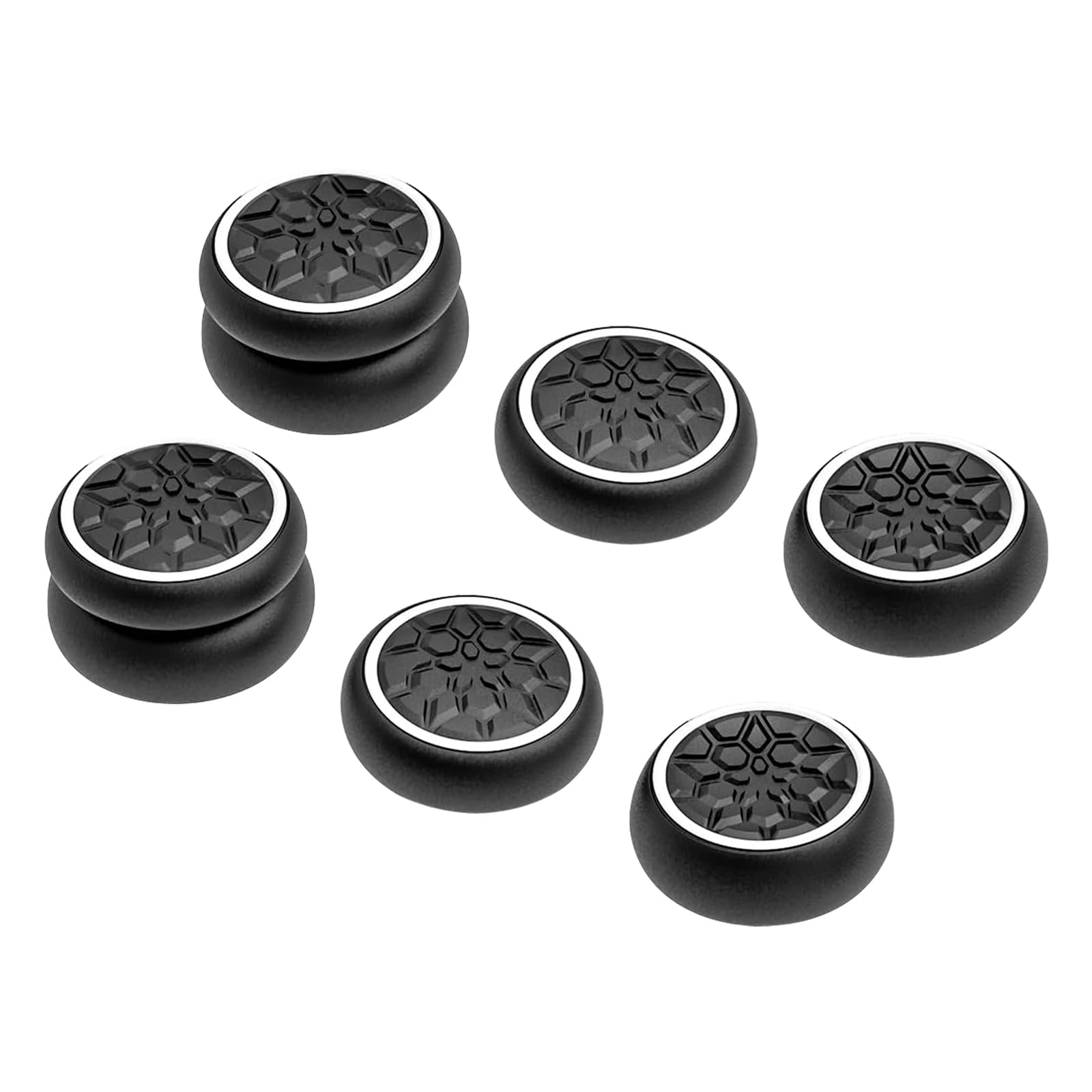 AMOACCESSORIES Thumb Grips Caps Performance Joystick Cover Controller for CQC FPS Games, Compatible with PS5, PS4, Xbox Series X/S, Xbox One, Switch Pro, 3 Pairs (6pcs) Silicone Diamond Grain Black