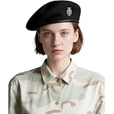 CKYPTFK Military Beret for Men &amp; Women, Wool Beret Hat, Vintage Army Hat | Beret Hat Men &amp; Women, Leather Trim, Breathable Cotton Liner, Military Hat For Daily Wear &amp; Cosplay