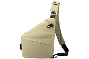 RIVLADE Anti Theft Travel Bag Wander Plus Anti-Theft Bag Slim Sling Bag Cross Body Travel Bag (Khaki,Right Shoulder)