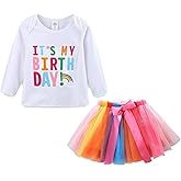 Mud Kingdom Little Girls Birthday Outfit Embroidered T-Shirt and Tutu Skirt Set with Unicorn Headband
