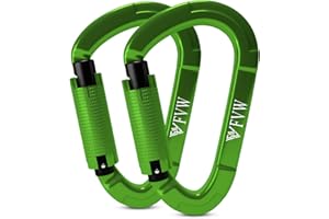 FVW Auto Locking Rock Climbing Carabiner Clips,Professional 25KN (5620 lbs) Heavy Duty Caribeaners for Rappelling Swing Rescue & Gym etc, Large D-Shaped Carabiners