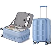aji Expandable Top Open Carry On Luggage 22x14x9 Airline Approved, 20 Inch Hard Shell Carry On Suitcase with Spinner Wheels,Travel Small Luggage for Women Men,Blueberry Blue