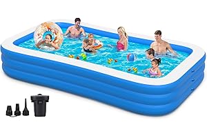 ZEUSFIRE Extra Large Inflatable Swimming Pool with Pump for Adults, 130"x72"x22" Oversized Thickened Blow Up Pool Family Swimming Pools for Backyard, Outdoor, Garden, Summer Water Party