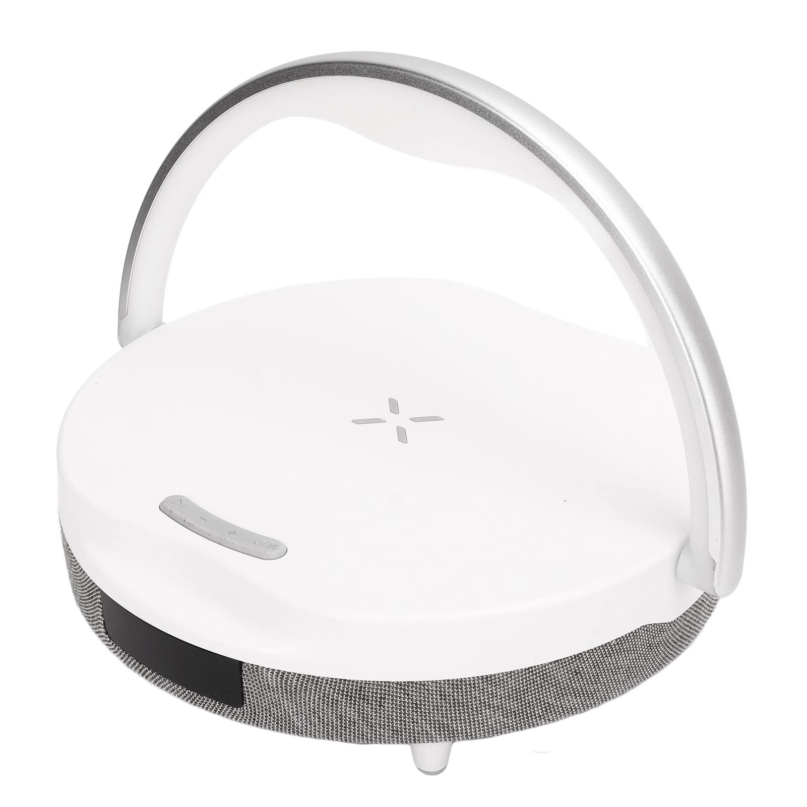 Goshyda LED Table Lamp, Multifunctional 3 in 1 Bedsides Night Light Dimmable, Wireless Charger with Alarm Clock Speaker, Mobile Phone Holder, Gift for Women