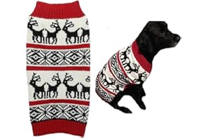 Lanyarco Ugly Dog Christmas Sweaters, Vintage Knit Xmas Reindeer Holiday Festive Pet Clothes Outfit, Christmas Dog Sweater for Large Dogs, X-Large (XL) Size Back Length 20"