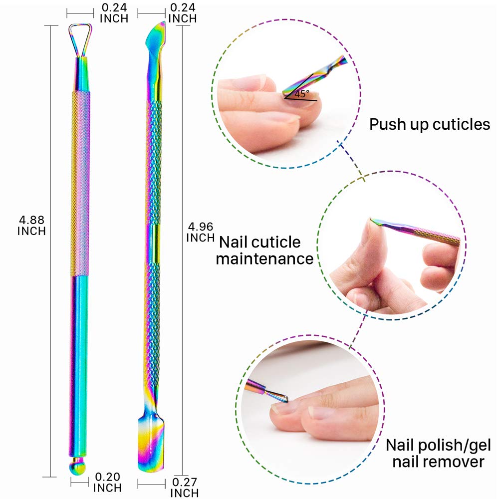 JOYJULY Cuticle Trimmer with Cuticle Pusher Nail File, Cuticle Remover Cutter Nipper Multi-color Professional Stainless Steel Cuticle Cutter Clipper Nail Nipper Durable Pedicure Manicure Tools: Beauty