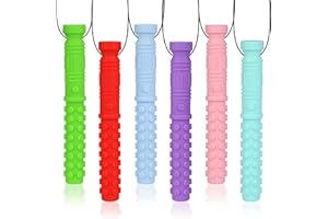 Seeway Mace Chew Necklace for Sensory Kids, Silicone Autism Chew Toys, Oral Motor Chewy Necklace Sensory for Chewing, ADHD, Biting or Special Needs (6 Pack)