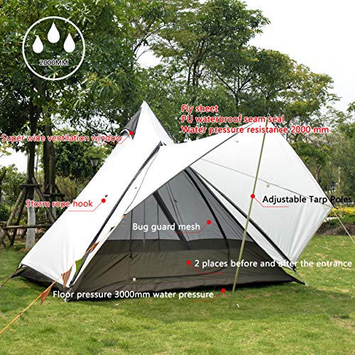 Vidalido Dome Camping Tent - Double Layers Waterproof Anti-UV Windproof Tents, 2-4 Person Family Outdoor Camping Tent (6.87.86.5ft) (White-1) - Thumbnail 7