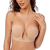 Wekofi Women's Deep V Plunge Adhesive Backless Strapless Invisible Bra Breast Lift