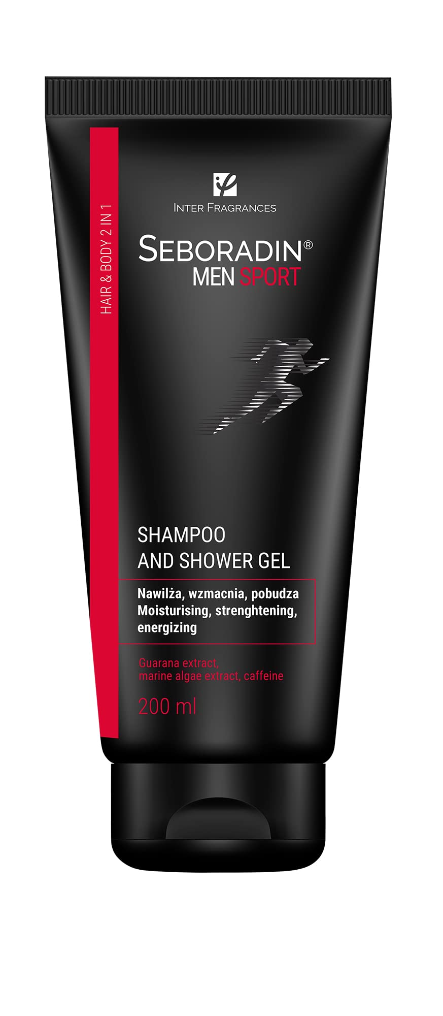 SEBORADIN MEN SPORT Hair Shampoo and Shower Gel for Men 2in1 200 ml Men Hair and Body Wash Sport Shower Gel Energising with Guarana Hair Care Body Care Active Men