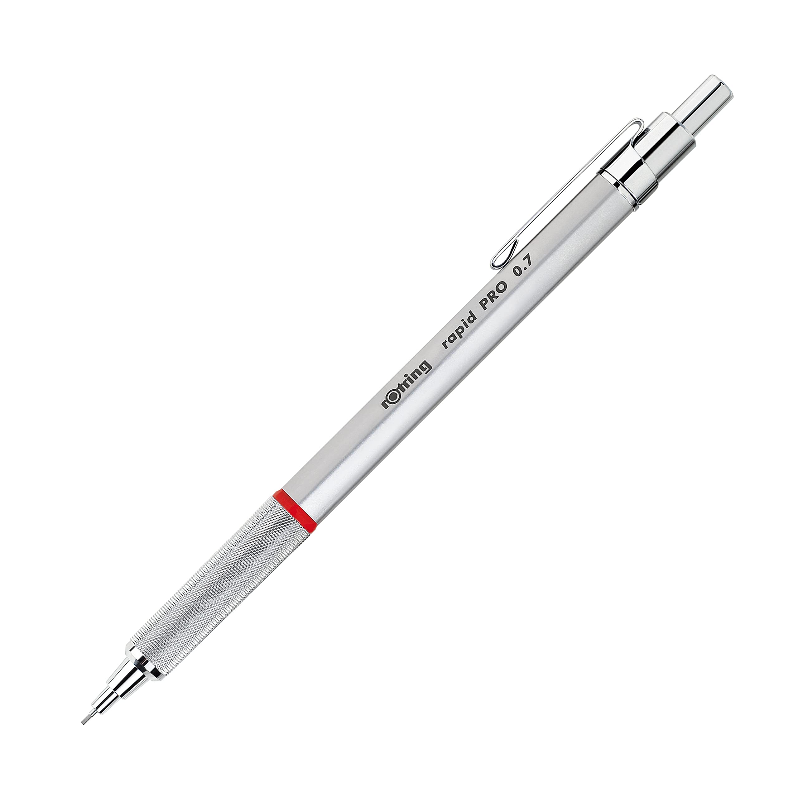 rOtring Rapid Pro Mechanical Pencil | HB 0.7 mm Lead Propelling Pencil | Reduced Lead Breakage | Silver Chrome Full-Metal Barrel