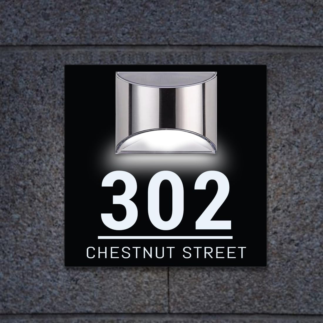 Plaques & Wall Art - Personalized Modern Solar House Numbers Sign Plaque, Led Light house Numbers solar powered modern address house Number sign, Light Address Sign Outdoor,solar light house address sign