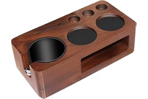 CARFEEL Espresso Tamping Station,Multifunctional Tamping Station,Non-slip Tamper Station,Espresso Station fit for storage 51-58mm Tamper Distributor Portafilter,Walnut Tamper Holder,Coffee Portafilter Holder