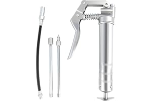 Bluebow Pistol Grip Grease Gun, Up to 4,500 PSI, Includes 12″ Flex Hose + Couplers + Extension Pipes – Manual Grease Gun for Auto, Industrial & Home Use, BW01