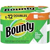 Bounty Full Sheet Paper Towels, White, 6 Double Rolls = 12 Regular Rolls