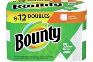 Bounty Full Sheet Paper Towels, White, 6 Double Rolls = 12 Regular Rolls