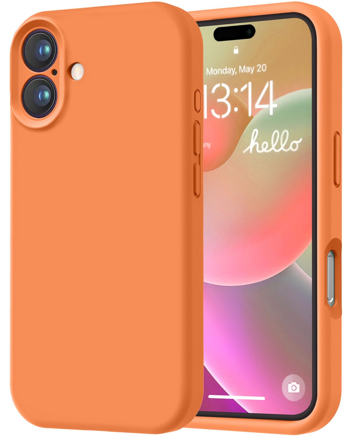 Photo 1 of LOVE 3000 Designed for iPhone 16 Case, Premium Silicone with [Soft Anti-Scratch Microfiber Lining] Shockproof Protective Phone Case for Men Women Girls 6.1", Bright Orange