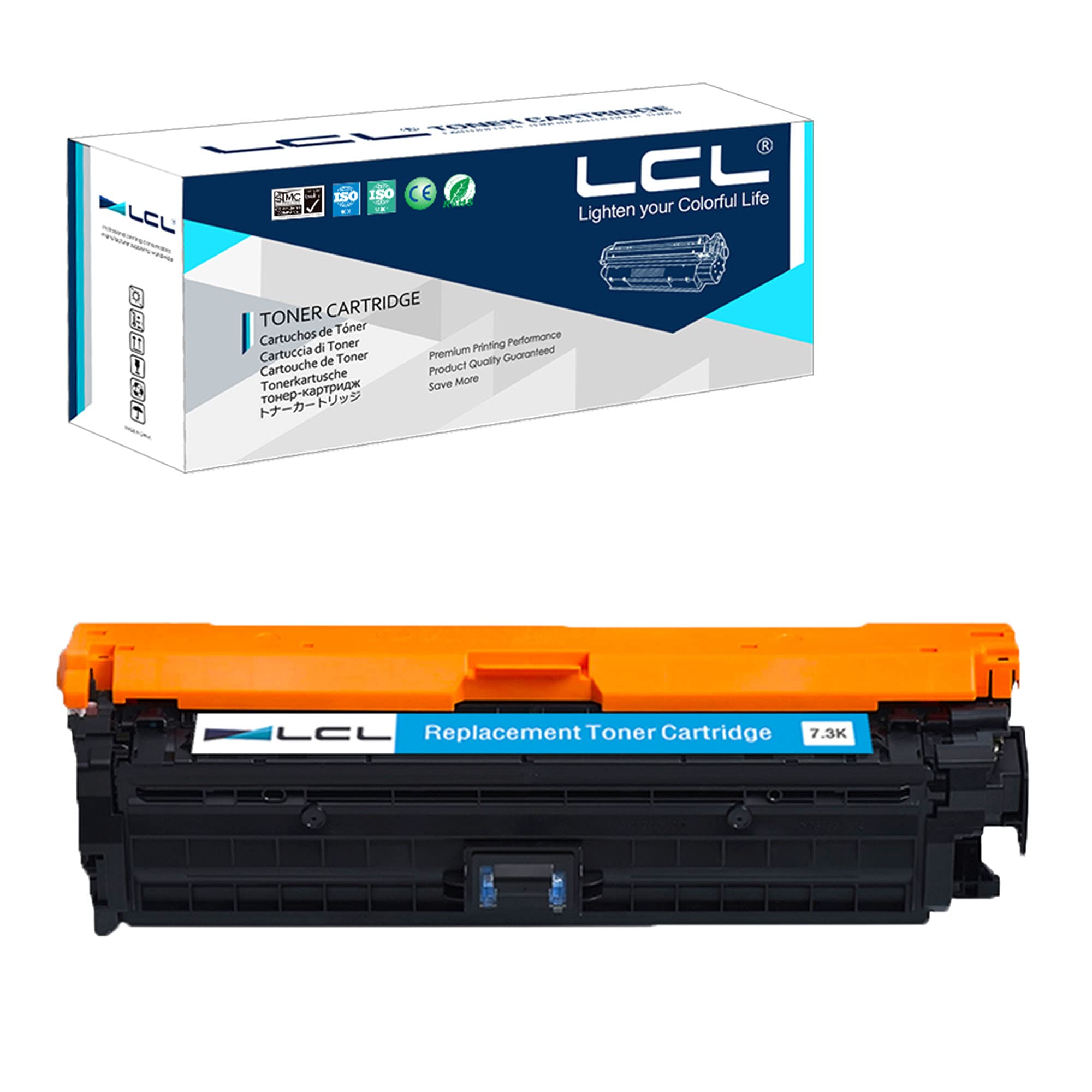 LCL Remanufactured Toner Cartridge 307A CE741A (1 Cyan) Replacement for HP Color Laserjet CP5225 CP5225n CP5225dn