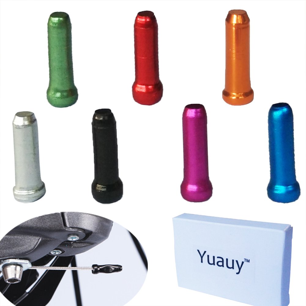 Yuauy (Total 70 PCs Cable End Crimps 1.8 mm Alloy Road Mountain Bicycle Bike Brake Tips Shifter 10 PCs For Each Color OF Red Black Gold Silver Green Blue Purple