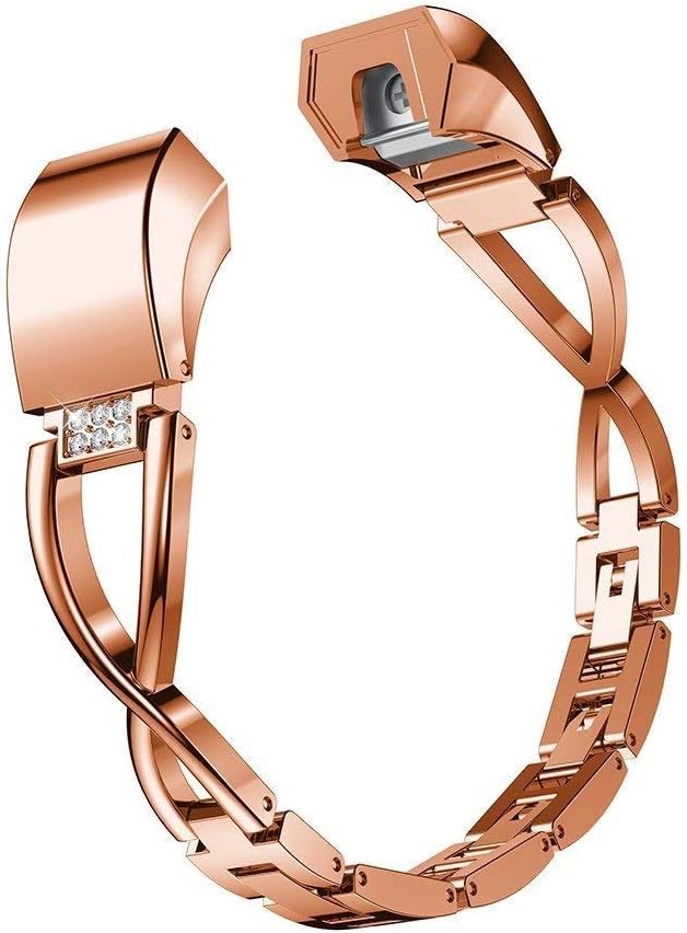 Fitturn Band Compatible with Fitbit Alta HR/Alta Bands Classy Fitness Wristband Smartwatch Stainless Steel Adjustable Replacement Accessory Bands Strap for Alta HR/Alta Bands (Silver+Gold)