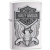 Zippo Harley-Davidson Eagle/Logo Emblem Brushed Chrome Pocket Lighter