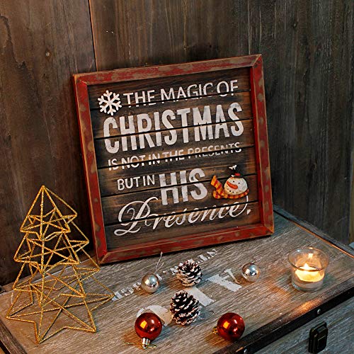 YK Decor Magic Christmas Wood Wall Plaque Decorative Art Sign Framed Print Wall Hanging Sign Indoor Outdoor