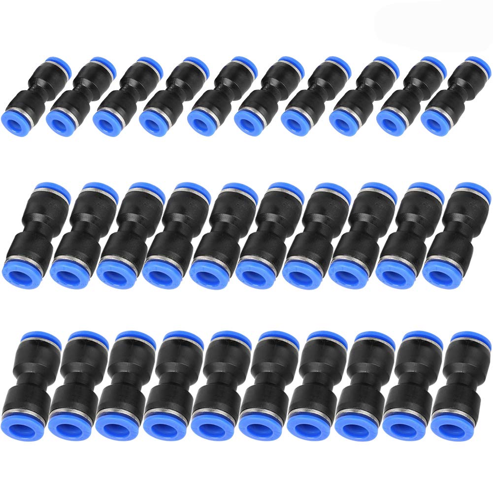 Pneumatic Connector,BETOY 30 Pieces Pneumatic Fittings Straight Quick Connector Air Push Pneumatic Fittings Straight Push in Plastic Pneumatic Fittings Quick Fittings Pneumatic Tools for 6/8/10mm